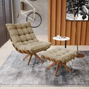 Ver imagem 2 de Kit 02 Puffs Giratório Costela Suede Base Madeira MA30 - D’Rossi Marrom Rato
