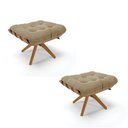 Ver imagem 1 de Kit 02 Puffs Giratório Costela Suede Base Madeira MA30 - D’Rossi Marrom Rato