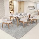 Ver imagem 2 de Kit 05 Cadeiras de Jantar e Estar Living Estofada Lince L02 Bouclê Cru - Lyam Decor