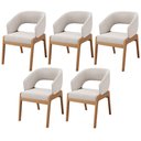 Ver imagem 1 de Kit 05 Cadeiras de Jantar e Estar Living Estofada Lince L02 Bouclê Cru - Lyam Decor
