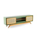 Ver imagem 1 de Rack Sala Tv até 75 Polegadas Ricco 180 Cm Laca Portas Palhinha Verde