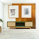 Ver imagem 3 de Rack Sala Tv até 75 Polegadas Ricco 180 Cm Laca Portas Palhinha Verde