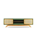 Ver imagem 2 de Rack Sala Tv até 75 Polegadas Ricco 180 Cm Laca Portas Palhinha Verde