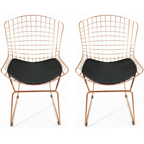 Kit 2 Cadeiras para cozinha BERTOIA cobre assento preto - Direto de Fábrica