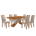 Ver imagem 2 de Mesa de Jantar Yasmin 180 cm Tampo MDF Laminado Canto Copo com 6 Cadeiras Aline