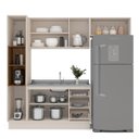 Ver imagem 6 de Cozinha Koya 4 Peças 236,8x214cm Armários Aéreos Paneleiro Balcão c/ Rodapé Creme 250036