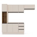 Ver imagem 1 de Cozinha Koya 4 Peças 236,8x214cm Armários Aéreos Paneleiro Balcão c/ Rodapé Creme 250036