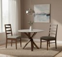 Ver imagem 2 de Conjunto Mesa Santorini 90 cm Mad Maciça Tampo MDF c/Vidro Off White + 2 Cadeiras Nice – Tec Cinza I