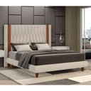 Ver imagem 2 de Cama Casal Japonesa 156cm Pés Madeira Haru Linho Off White - Sallar Home