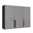 Ver imagem 1 de Armário Aéreo Cozinha 120 Cm Diamante 3 Portas Chumbo/titanio - Indékes