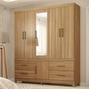 Ver imagem 1 de Guarda Roupa Casal 6 Portas com Espelho e 4 Gavetas Ubatuba - Amêndola Touch