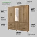 Ver imagem 5 de Guarda Roupa Casal 6 Portas com Espelho e 4 Gavetas Ubatuba - Amêndola Touch