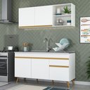 Ver imagem 1 de Armário de Cozinha Compacta 150cm Veneza Multimóveis V2079 Branco/dourado