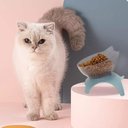 Ver imagem 4 de Comedouro Bebedouro Elevado Gatos Lorben Ergonômico Alto Individual Azul