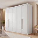 Ver imagem 1 de Guarda-Roupa Casal 100% MDF 5 Portas 8 Gavetas Bari Branco