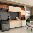 Ver imagem 1 de Armário de Cozinha Vanessa 9 Portas 2 Gavetas Cinamomo/off White - Panorama Móveis
