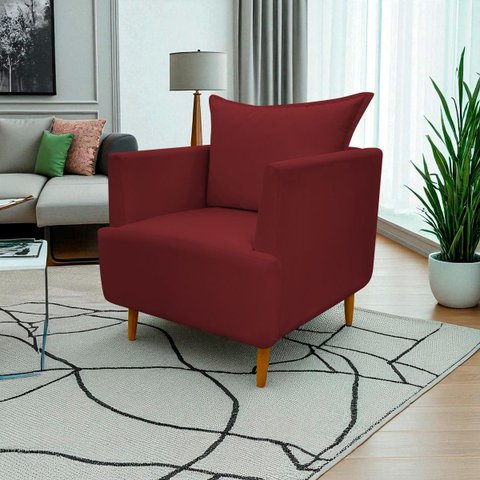 Poltrona Decorativa para Sala Recepção Escritório Consultório Reforçada Eliza Tecido Suede