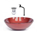 Ver imagem 2 de Cuba de Vidro 35cm Vermelho + Valvula + Torneira Preta