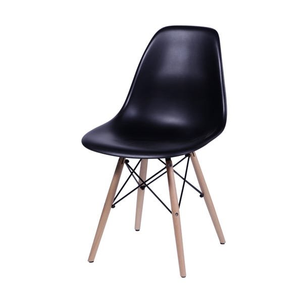 Kit 8 Cadeiras Eames Design Base Madeira Assento Preto - 2