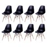 Kit 8 Cadeiras Eames Design Base Madeira Assento Preto - 1