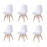 Kit 6 Cadeiras Eames Design Base Madeira Assento Branco - 1