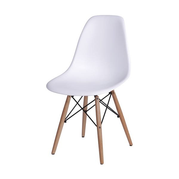 Kit 6 Cadeiras Eames Design Base Madeira Assento Branco - 2