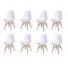 Kit 8 Cadeiras Eames Design Base Madeira Assento Branco - 1