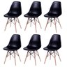 Kit 6 Cadeiras Eames Design Base Madeira Assento Preto - 1