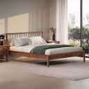 Ver imagem 2 de Cama de Casal Madeira 140x190cm Cabeceira Ripada Castanho Apoana Idimex