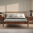 Ver imagem 1 de Cama de Casal Madeira 140x190cm Cabeceira Ripada Castanho Apoana Idimex