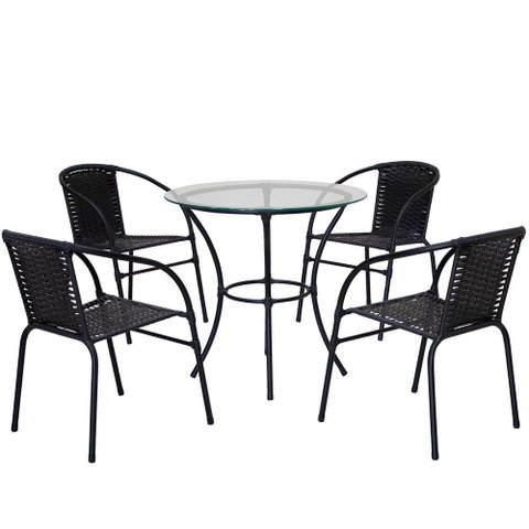 Kit 4 Cadeiras e Mesa com Tampo Happy Hour Beleza e Conforto