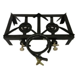 Kit Fogão de ferro fundido 2 bocas e mangueira para p13 - 1