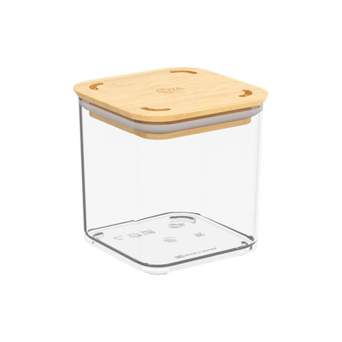 Pote Hermético Quadrado 580ml Tampa Bambu Bpa Free Coza