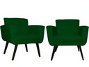 Ver imagem 1 de Kit 2 Poltronas Decorativa Geovana Suede Verde Pés Madeira Ms Decor