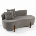 Ver imagem 3 de Conjunto 2 Poltronas + Sofá Curvo Orgânico Boucle Cinza - Montanaris Decor
