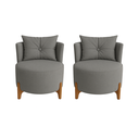 Ver imagem 4 de Conjunto 2 Poltronas + Sofá Curvo Orgânico Boucle Cinza - Montanaris Decor