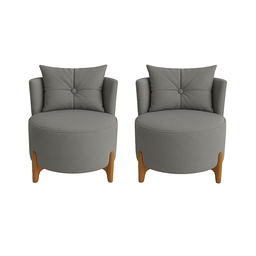 Conjunto 2 Poltronas + Sofá Curvo Orgânico Boucle Cinza - Montanaris Decor - 4