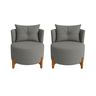 Conjunto 2 Poltronas + Sofá Curvo Orgânico Boucle Cinza - Montanaris Decor - 4