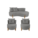 Ver imagem 2 de Conjunto 2 Poltronas + Sofá Curvo Orgânico Boucle Cinza - Montanaris Decor