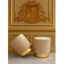 Ver imagem 1 de 1kit Puff com Rodapé Dourado Bege Veludo