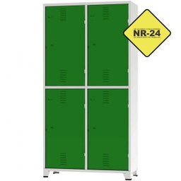 Armário Roupeiro De Aço Insalubre GRPIS - 04 com sapateira Verde - CHAPA 26 - 1