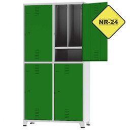 Armário Roupeiro De Aço Insalubre GRPIS - 04 com sapateira Verde - CHAPA 26 - 2