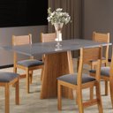Ver imagem 2 de Mesa de Jantar 6 Lugares Retangular Tampo de MDP Jacarta Cinza/Mel