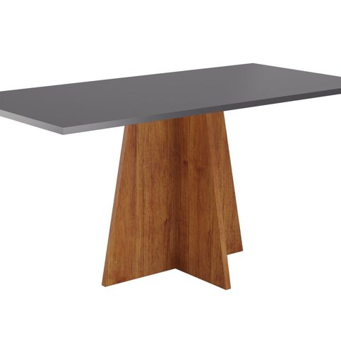 Mesa de Jantar 6 Lugares Retangular Tampo de MDP Jacarta Cinza/Mel