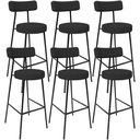 Ver imagem 1 de Kit 06 Banquetas Altas Cozinha Bar Sala De Jantar Em Aço Milão L02 Bouclê Preto - Lyam Decor