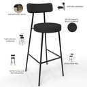 Ver imagem 4 de Kit 06 Banquetas Altas Cozinha Bar Sala De Jantar Em Aço Milão L02 Bouclê Preto - Lyam Decor