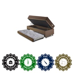 Bicama Box Baú com Linho Marrom 120x203 com Colchão Relax Adorabile Molas Ensacadas Ecoflex - 6
