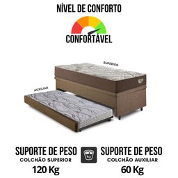Bicama Box Baú com Linho Marrom 120x203 com Colchão Relax Adorabile Molas Ensacadas Ecoflex - 7