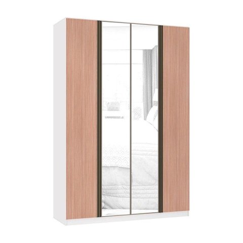 Guarda Roupa 4 Portas 3 Gavetas 159,2 Cm com Espelho Prime Luciane Móveis