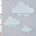 Ver imagem 3 de Decoração Infantil Prateleiras Nuvem Nicho 3 Un Quarto Azul